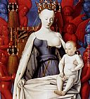 Panel Canvas Paintings - Madonna And Child (panel of Melun Diptych)